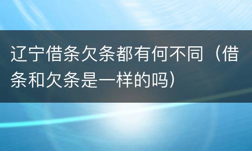 辽宁借条欠条都有何不同（借条和欠条是一样的吗）