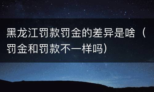 黑龙江罚款罚金的差异是啥（罚金和罚款不一样吗）