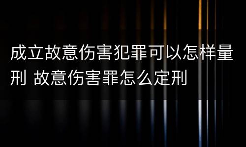 成立故意伤害犯罪可以怎样量刑 故意伤害罪怎么定刑