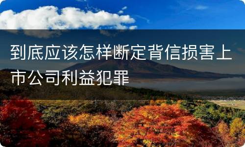到底应该怎样断定背信损害上市公司利益犯罪