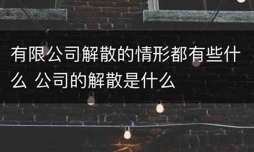 有限公司解散的情形都有些什么 公司的解散是什么