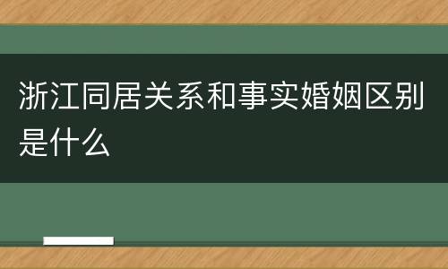 浙江同居关系和事实婚姻区别是什么
