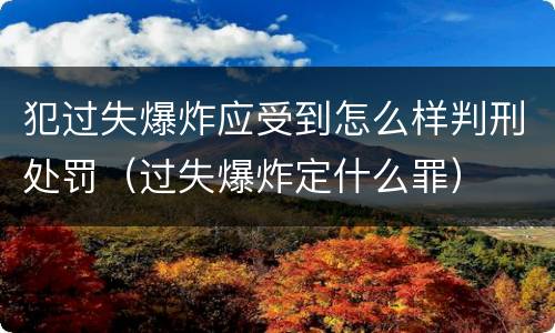 犯过失爆炸应受到怎么样判刑处罚（过失爆炸定什么罪）
