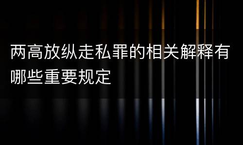 两高放纵走私罪的相关解释有哪些重要规定