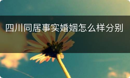 四川同居事实婚姻怎么样分别