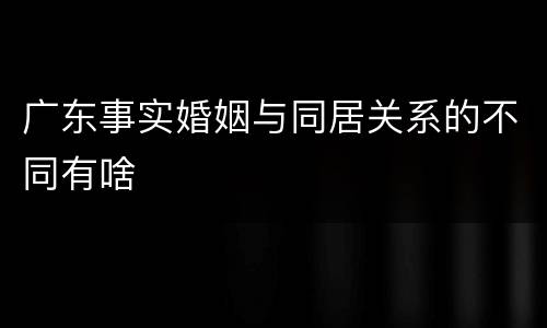 广东事实婚姻与同居关系的不同有啥