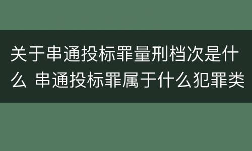 关于串通投标罪量刑档次是什么 串通投标罪属于什么犯罪类型