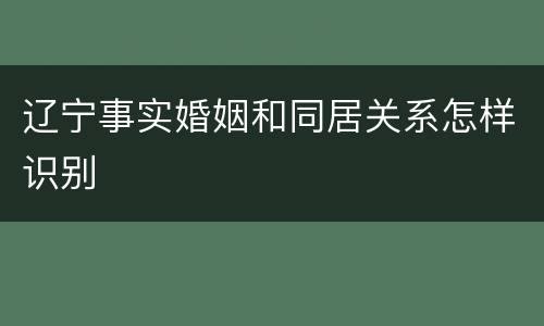 辽宁事实婚姻和同居关系怎样识别