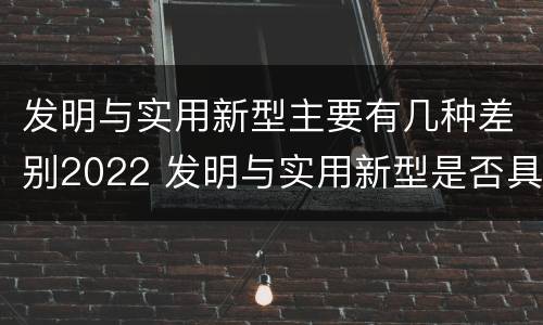 发明与实用新型主要有几种差别2022 发明与实用新型是否具有实用性