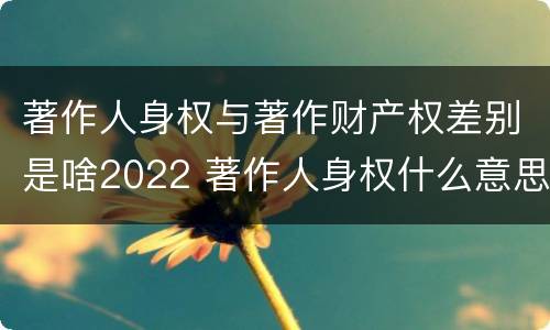 著作人身权与著作财产权差别是啥2022 著作人身权什么意思