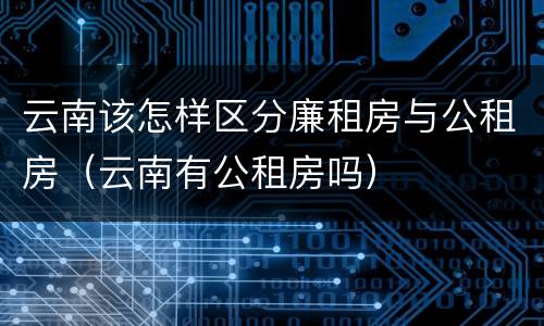云南该怎样区分廉租房与公租房（云南有公租房吗）