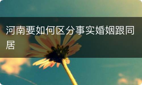 河南要如何区分事实婚姻跟同居