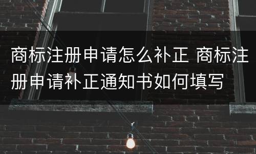 商标注册申请怎么补正 商标注册申请补正通知书如何填写
