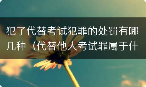 犯了代替考试犯罪的处罚有哪几种（代替他人考试罪属于什么类犯罪）