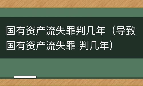 国有资产流失罪判几年（导致国有资产流失罪 判几年）