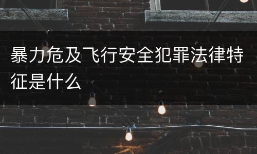 暴力危及飞行安全犯罪法律特征是什么