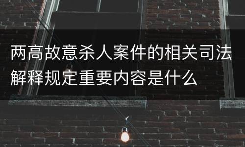 两高故意杀人案件的相关司法解释规定重要内容是什么