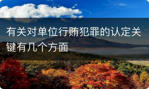 有关对单位行贿犯罪的认定关键有几个方面