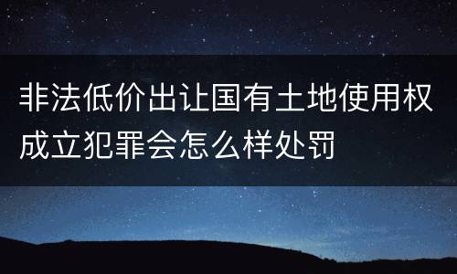 非法低价出让国有土地使用权成立犯罪会怎么样处罚