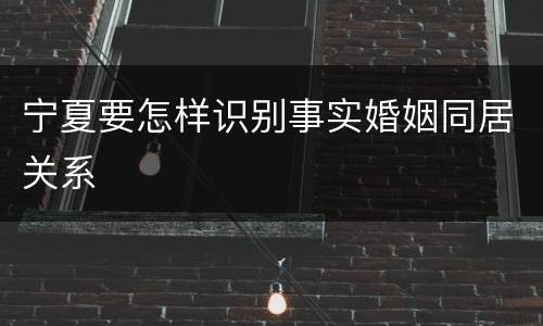 宁夏要怎样识别事实婚姻同居关系