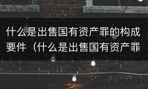 什么是出售国有资产罪的构成要件（什么是出售国有资产罪的构成要件）