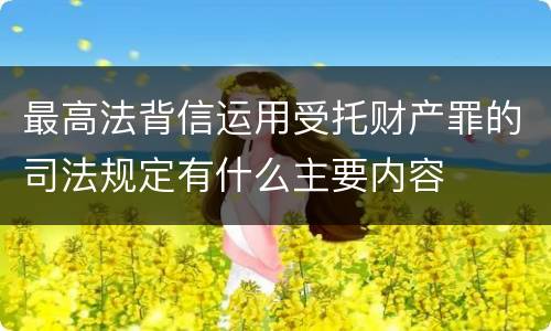 最高法背信运用受托财产罪的司法规定有什么主要内容