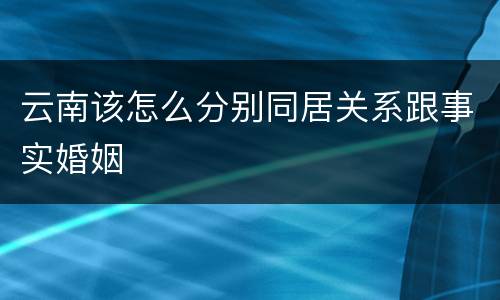 云南该怎么分别同居关系跟事实婚姻