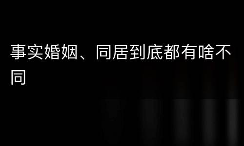 事实婚姻、同居到底都有啥不同