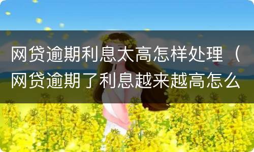 网贷逾期利息太高怎样处理（网贷逾期了利息越来越高怎么处理）