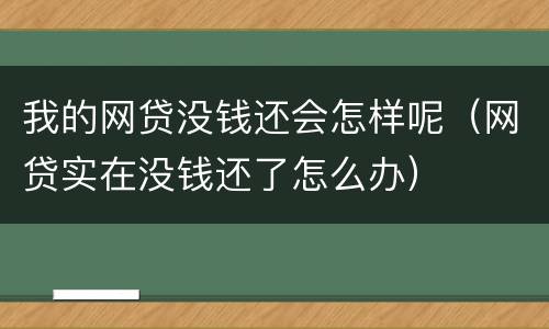 我的网贷没钱还会怎样呢（网贷实在没钱还了怎么办）