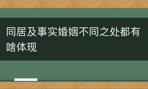 同居及事实婚姻不同之处都有啥体现