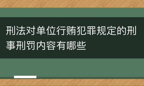刑法对单位行贿犯罪规定的刑事刑罚内容有哪些