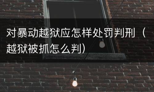 对暴动越狱应怎样处罚判刑（越狱被抓怎么判）