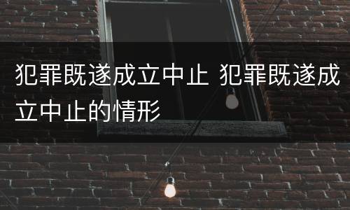 犯罪既遂成立中止 犯罪既遂成立中止的情形