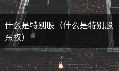 什么是特别股（什么是特别股东权）