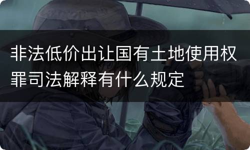 非法低价出让国有土地使用权罪司法解释有什么规定