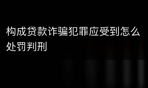 构成贷款诈骗犯罪应受到怎么处罚判刑