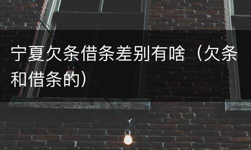 宁夏欠条借条差别有啥（欠条和借条的）
