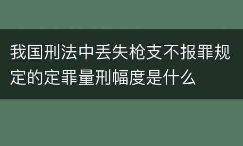 我国刑法中丢失枪支不报罪规定的定罪量刑幅度是什么