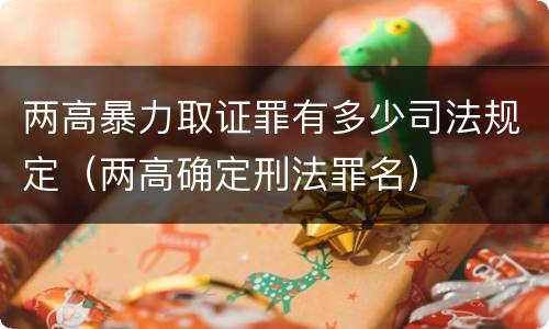 两高暴力取证罪有多少司法规定（两高确定刑法罪名）