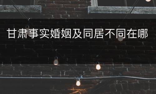 甘肃事实婚姻及同居不同在哪