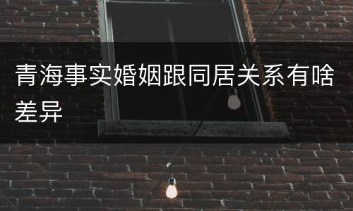 青海事实婚姻跟同居关系有啥差异