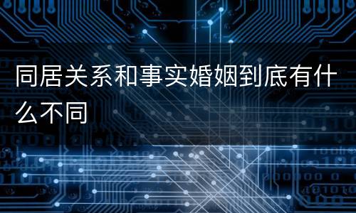 同居关系和事实婚姻到底有什么不同