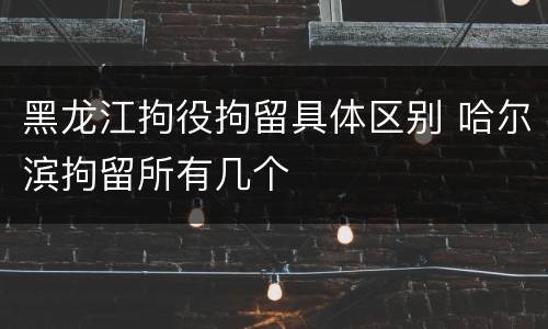 黑龙江拘役拘留具体区别 哈尔滨拘留所有几个