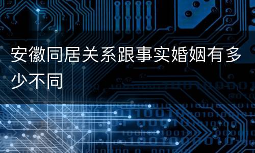 安徽同居关系跟事实婚姻有多少不同