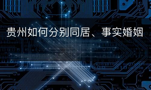 贵州如何分别同居、事实婚姻