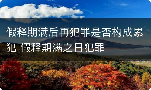 假释期满后再犯罪是否构成累犯 假释期满之日犯罪