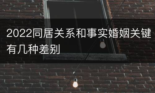2022同居关系和事实婚姻关键有几种差别