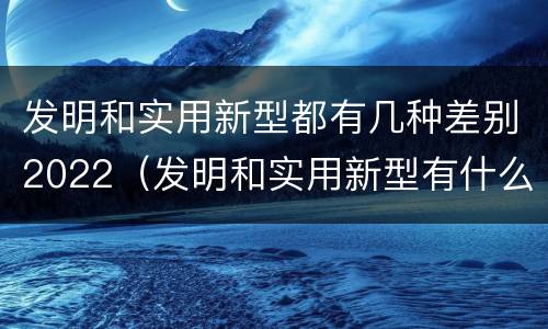 发明和实用新型都有几种差别2022（发明和实用新型有什么区别）