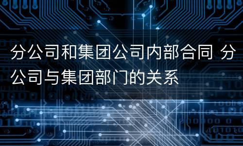 分公司和集团公司内部合同 分公司与集团部门的关系